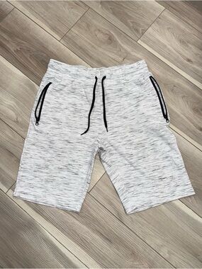 Men's Heather Gray Athletic Drawstring Shorts with Black Accents